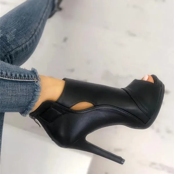 Peep Toe Cutout Thin Heels Sandals
