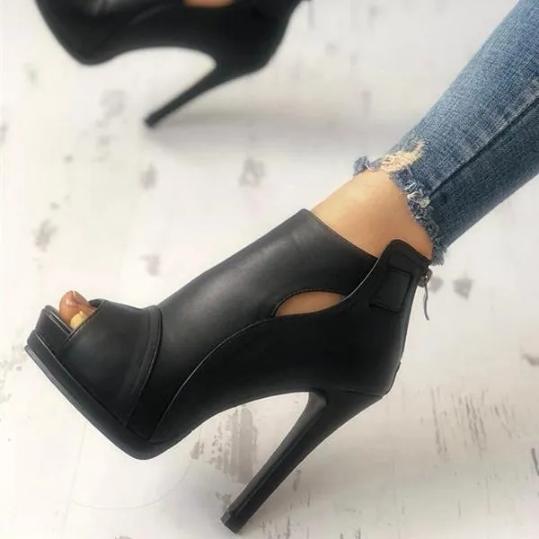 Peep Toe Cutout Thin Heels Sandals