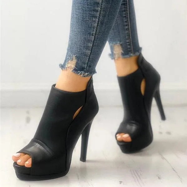 Peep Toe Cutout Thin Heels Sandals