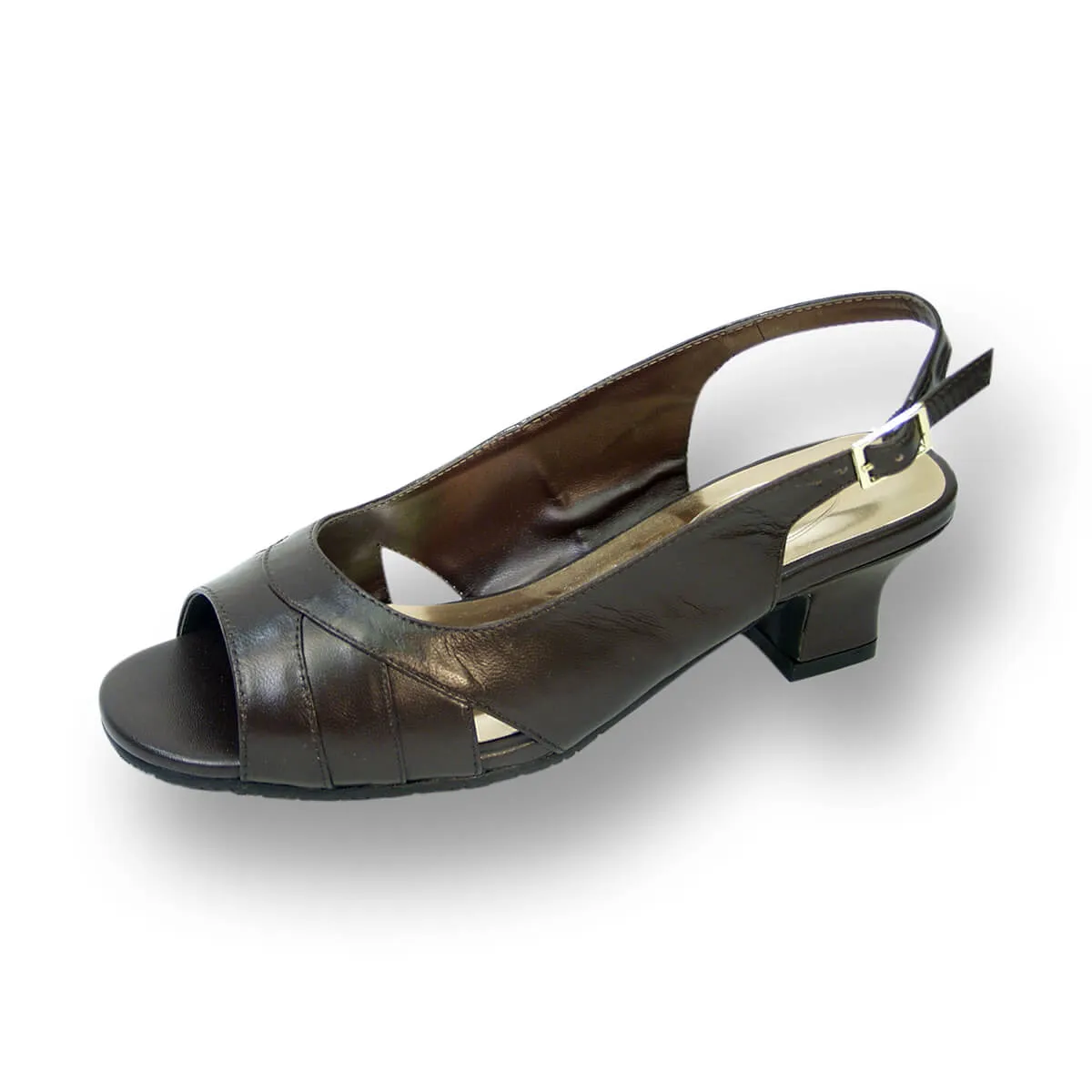 PEERAGE Karen Women's Wide Width Leather Slingback Heeled Sandals