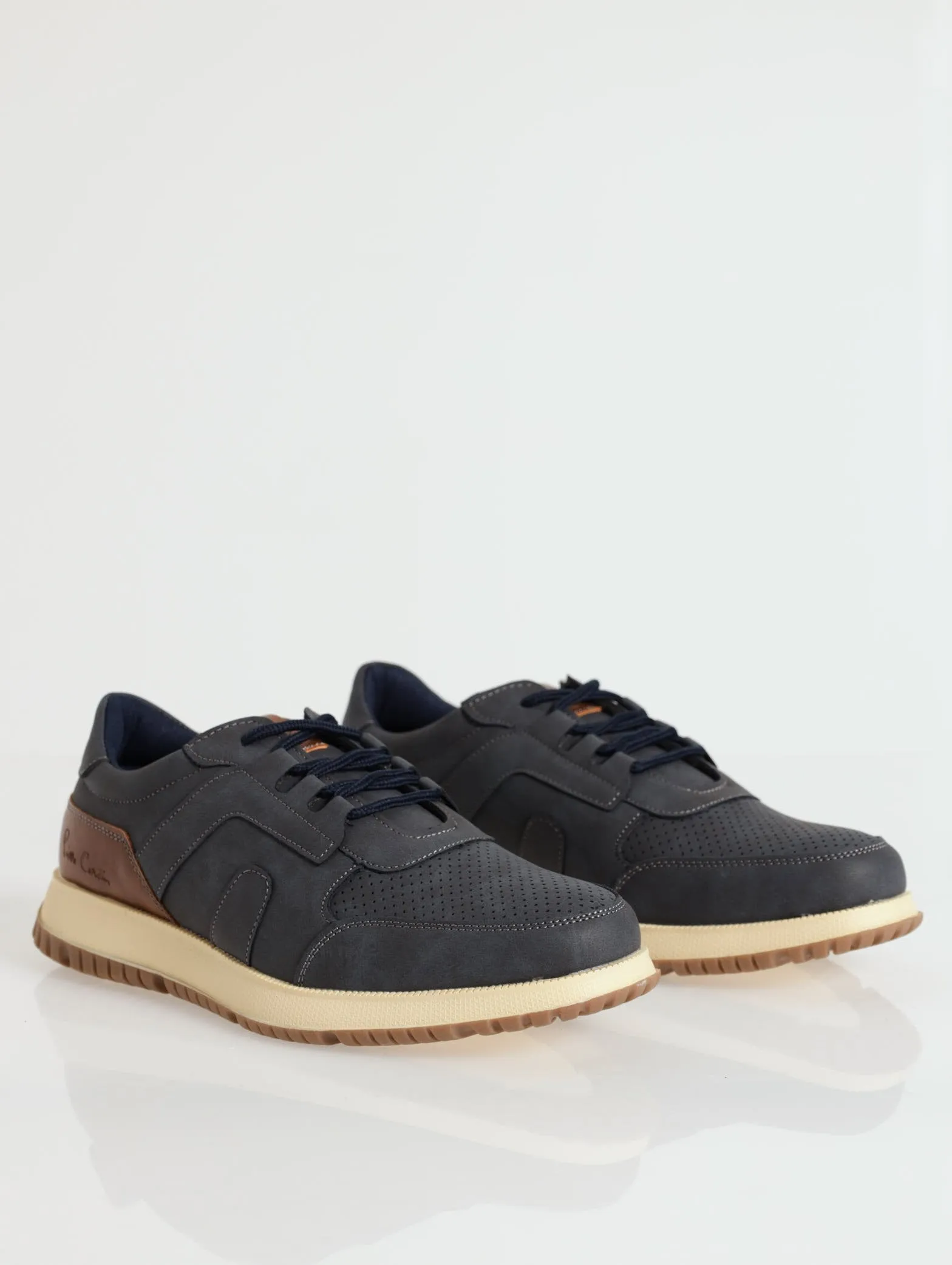 Perforated Panelled Casual Sneaker - Navy