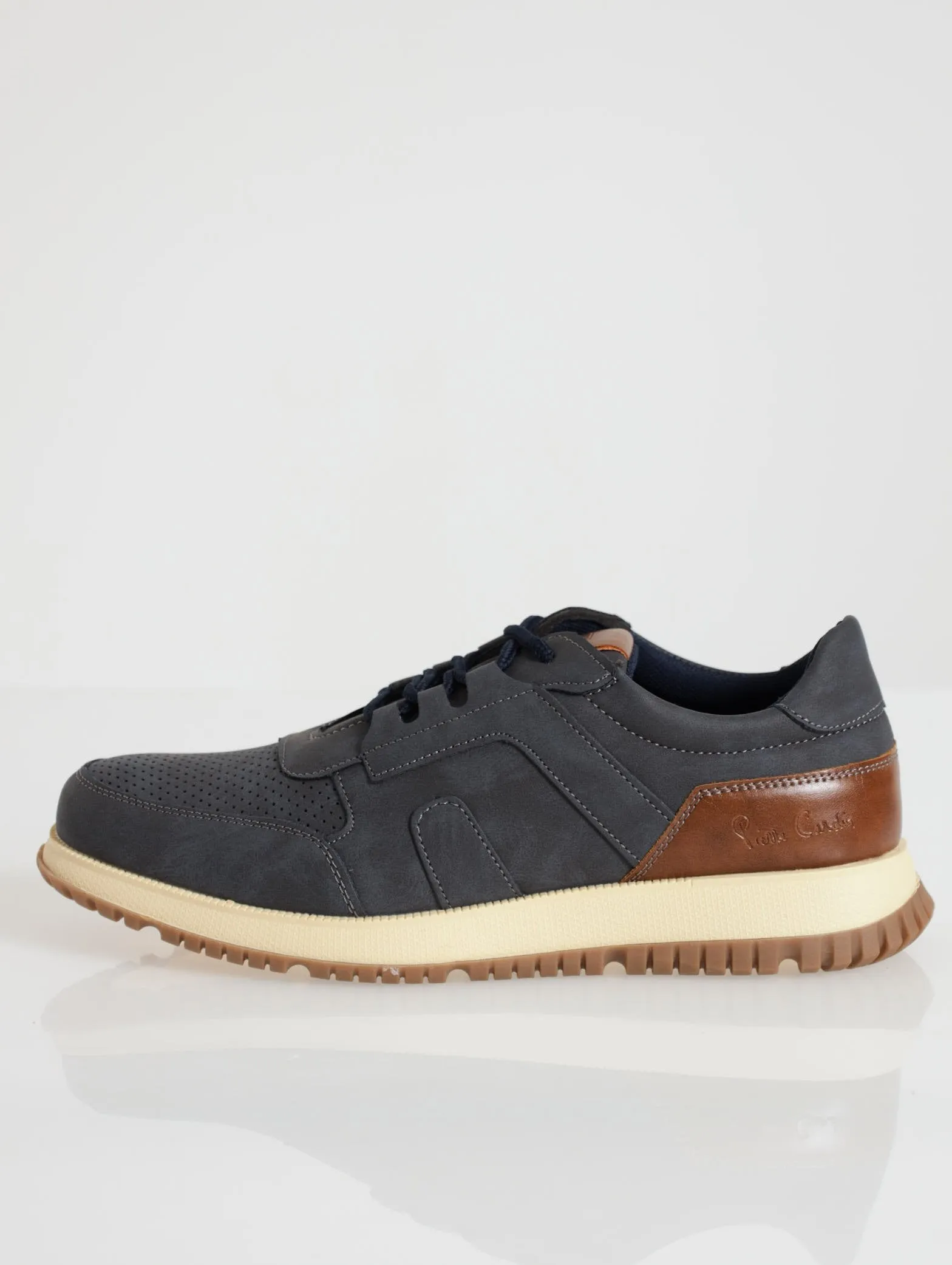 Perforated Panelled Casual Sneaker - Navy