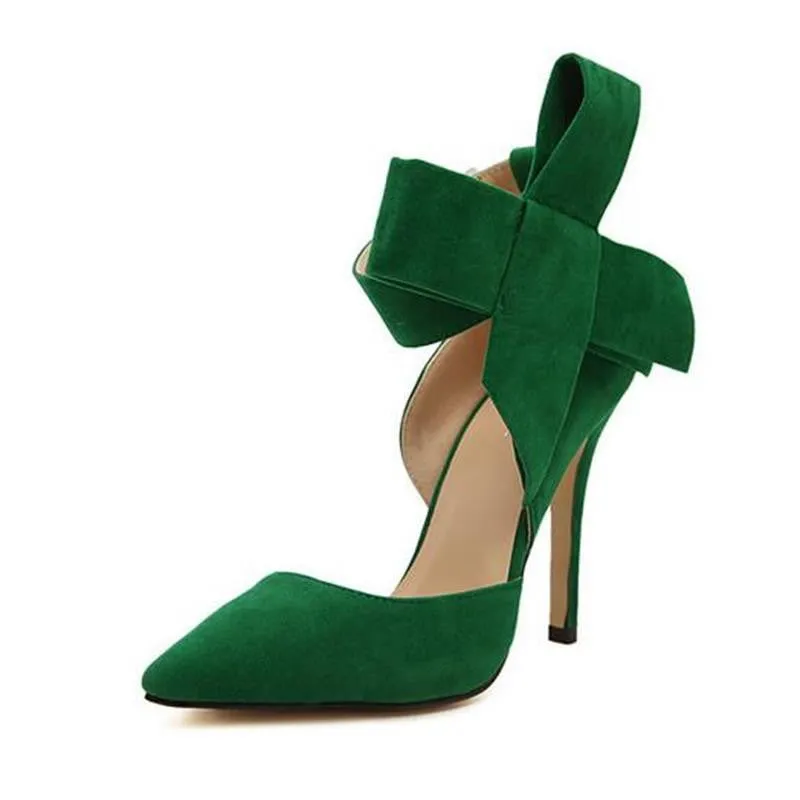 Plus Size Shoes Women Big Bow Tie Pumps Butterfly Pointed Shoes Women High Heels Wedding Shoes advisable