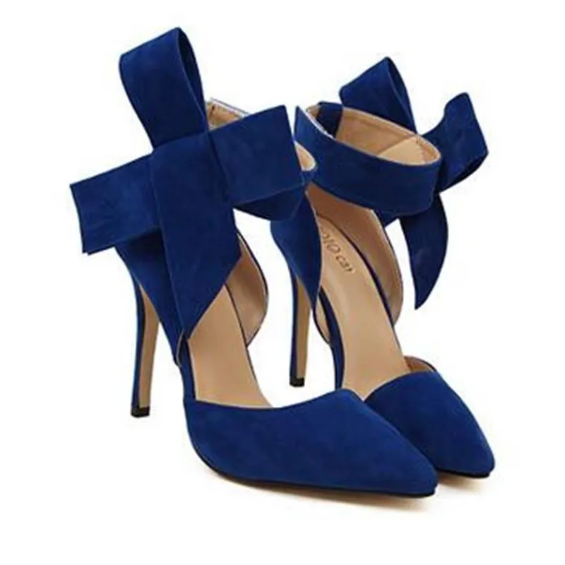 Plus Size Shoes Women Big Bow Tie Pumps Butterfly Pointed Shoes Women High Heels Wedding Shoes advisable