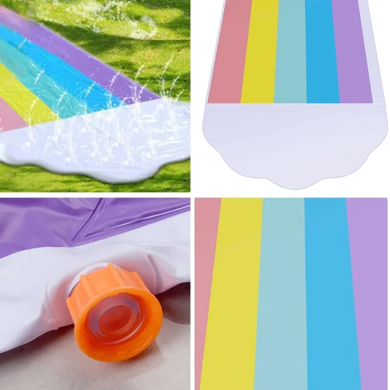 PVC Rainbow Cloud Lawn Water Slides for Kids Adults