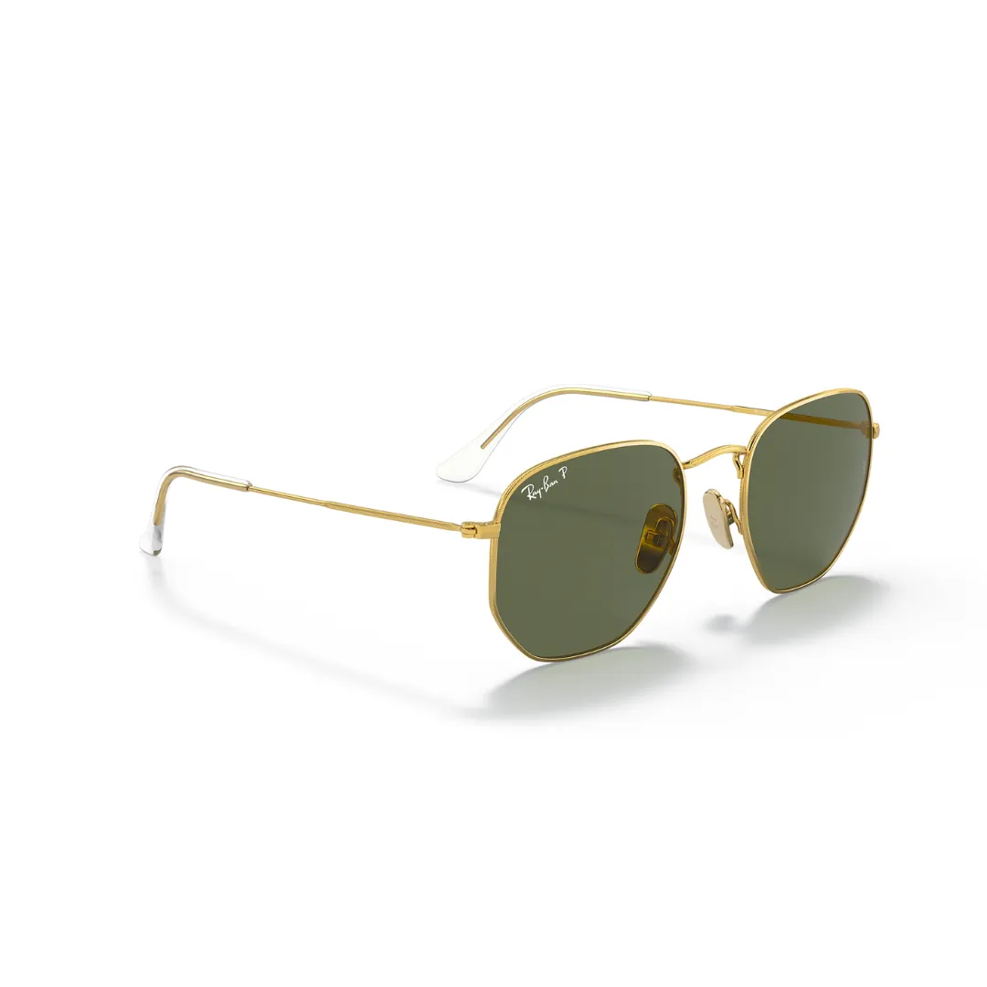 Ray Ban Hexigonal Sunglasses- Legend Gold, Polar Green