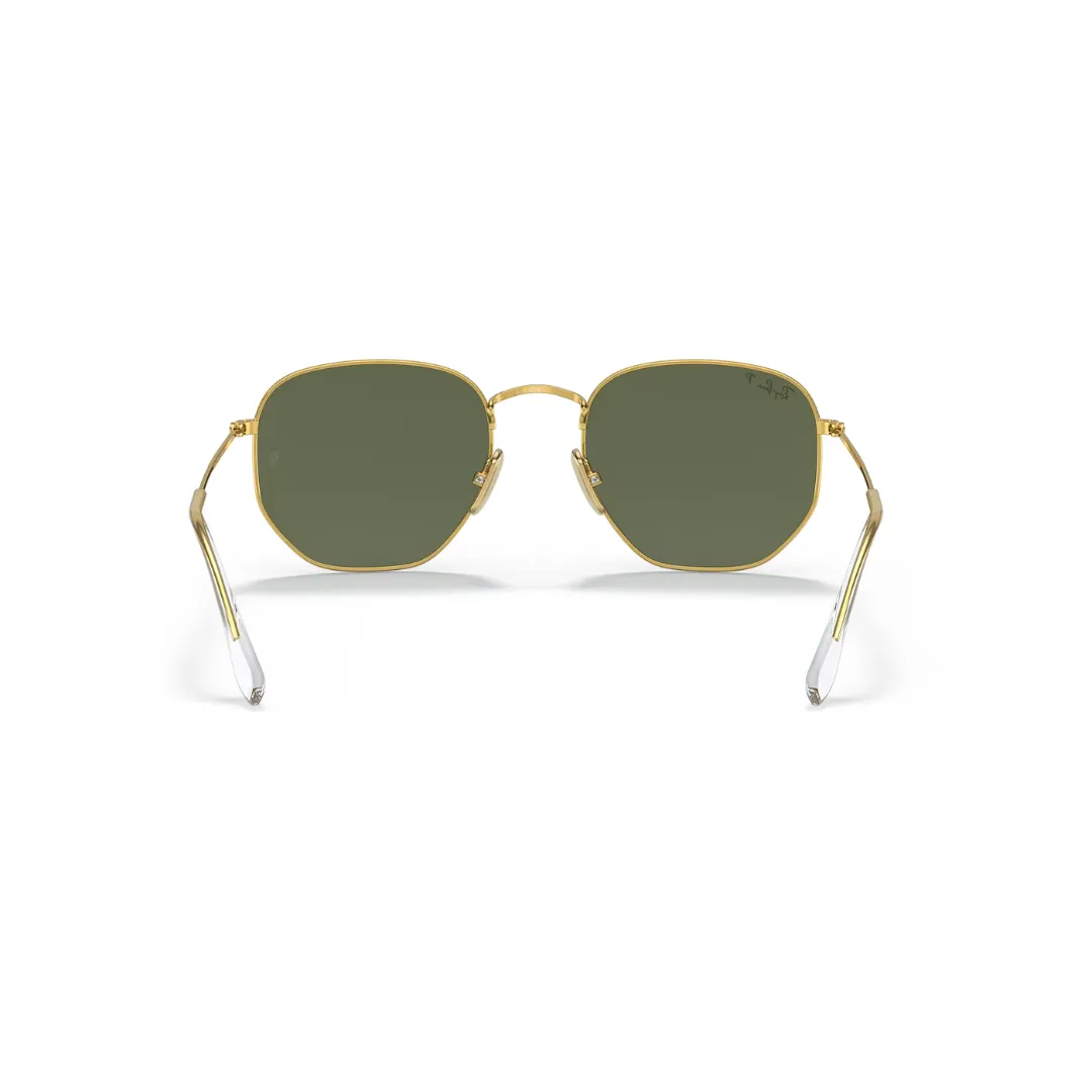 Ray Ban Hexigonal Sunglasses- Legend Gold, Polar Green