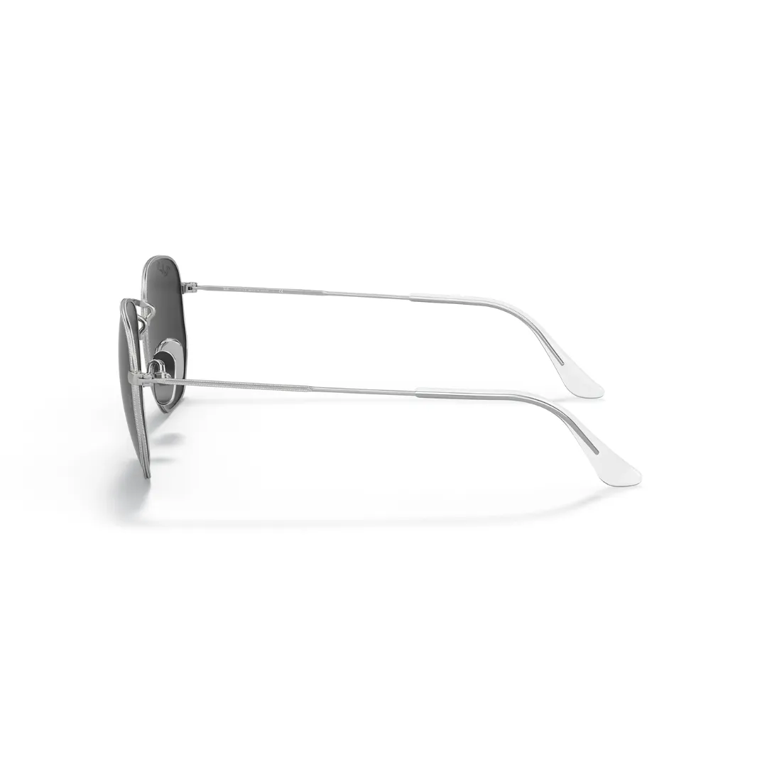 Ray Ban Hexigonal Sunglasses- Silver, Polar Black