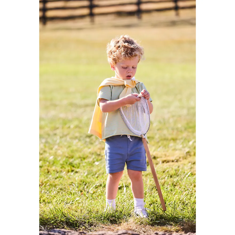 Reed Jersey Polo -- Blue/Yellow Thin Stripe