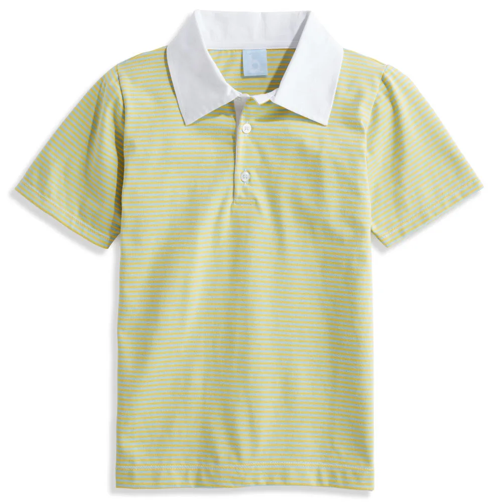Reed Jersey Polo -- Blue/Yellow Thin Stripe