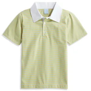 Reed Jersey Polo -- Blue/Yellow Thin Stripe