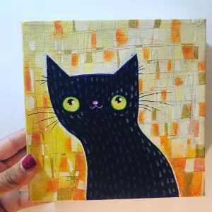 (reserved for erika) FRESH KITTY 6"x6"  original artwork