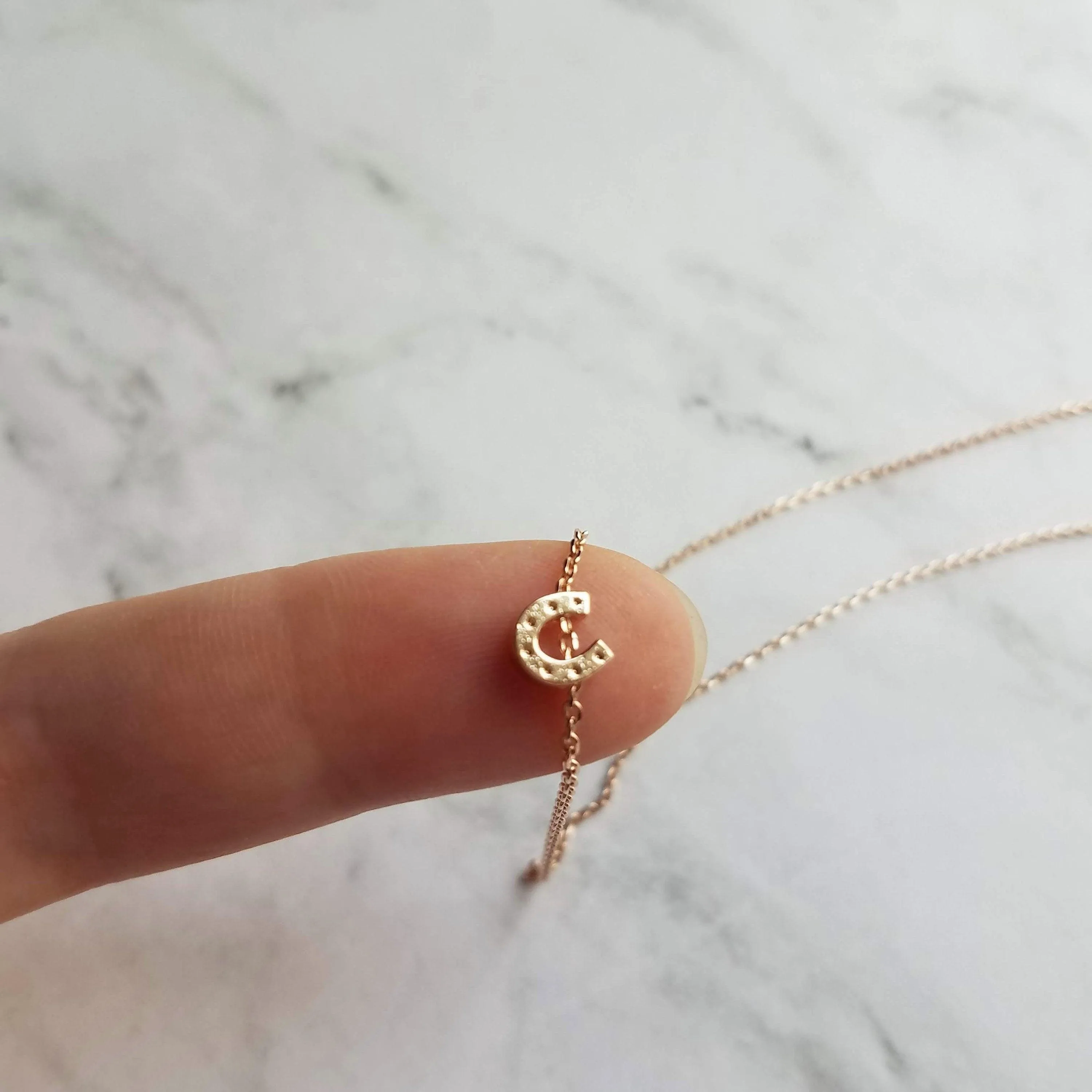 Rose Gold Horseshoe Necklace, delicate rose gold chain, horseshoe pendant, tiny horseshoe necklace, good luck charm small horse shoe pendant