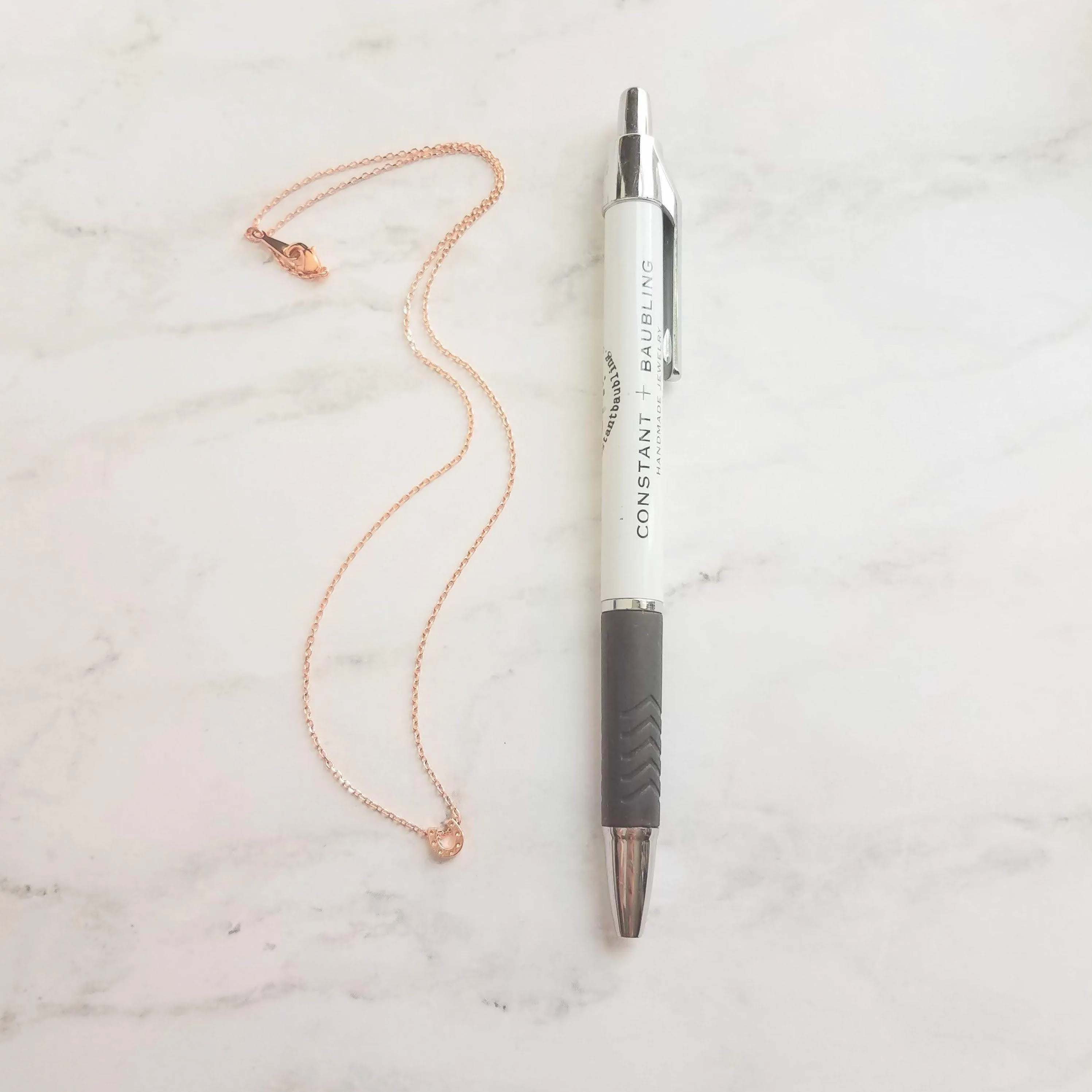 Rose Gold Horseshoe Necklace, delicate rose gold chain, horseshoe pendant, tiny horseshoe necklace, good luck charm small horse shoe pendant