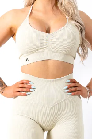 Ruby Rib Thin Strap Sports Bra Cream