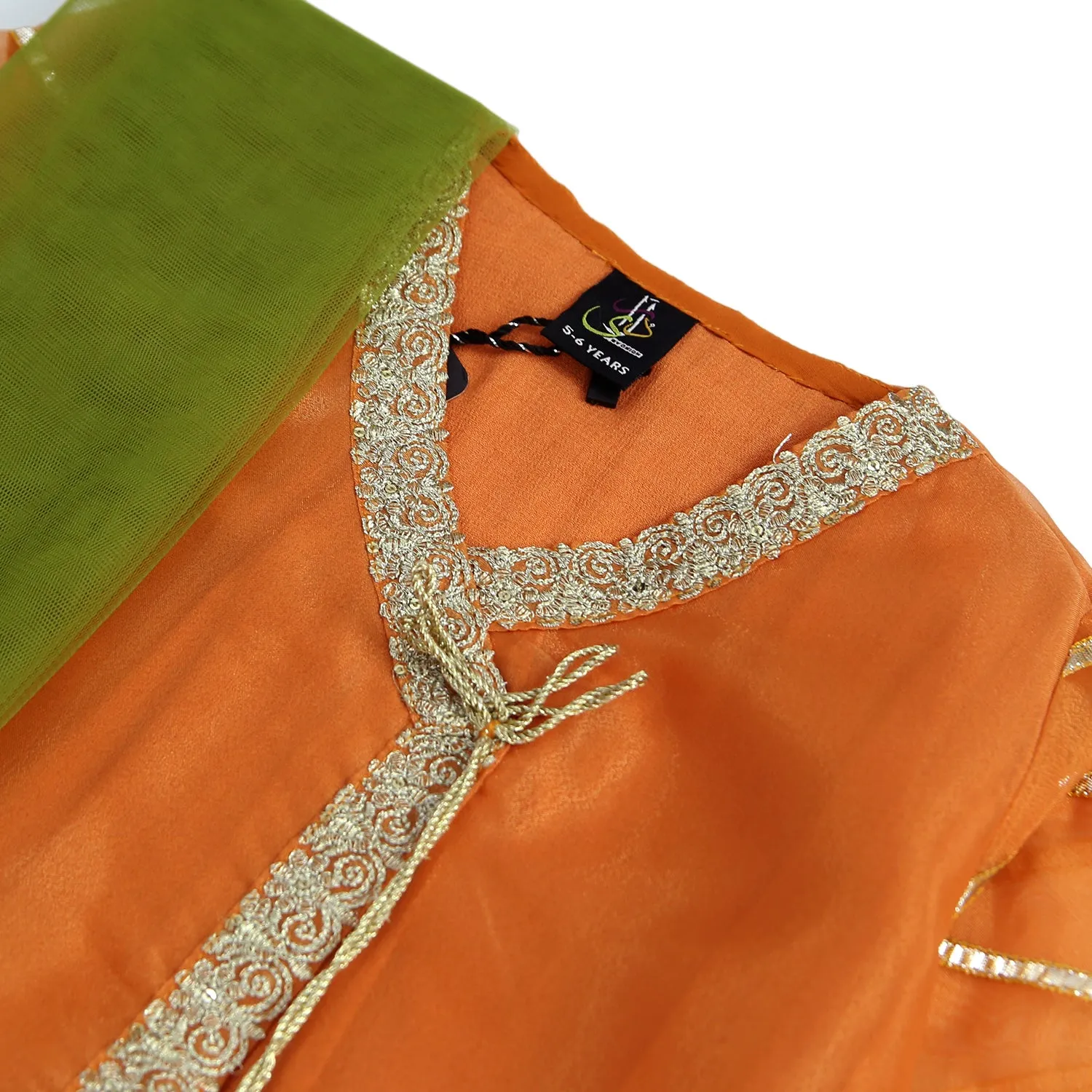 RUST GREEN ANGRAKHA GARARA SUIT SET WITH TILLA & GOTTA WORK