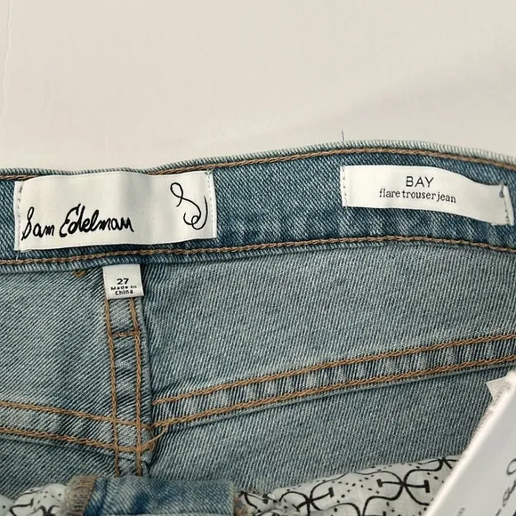 Sam Edelman Bay Flare Trouser Jean High Waist Light Wash Size 27 NWT