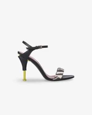 Sandal with Zebra Details and Contrast Heel