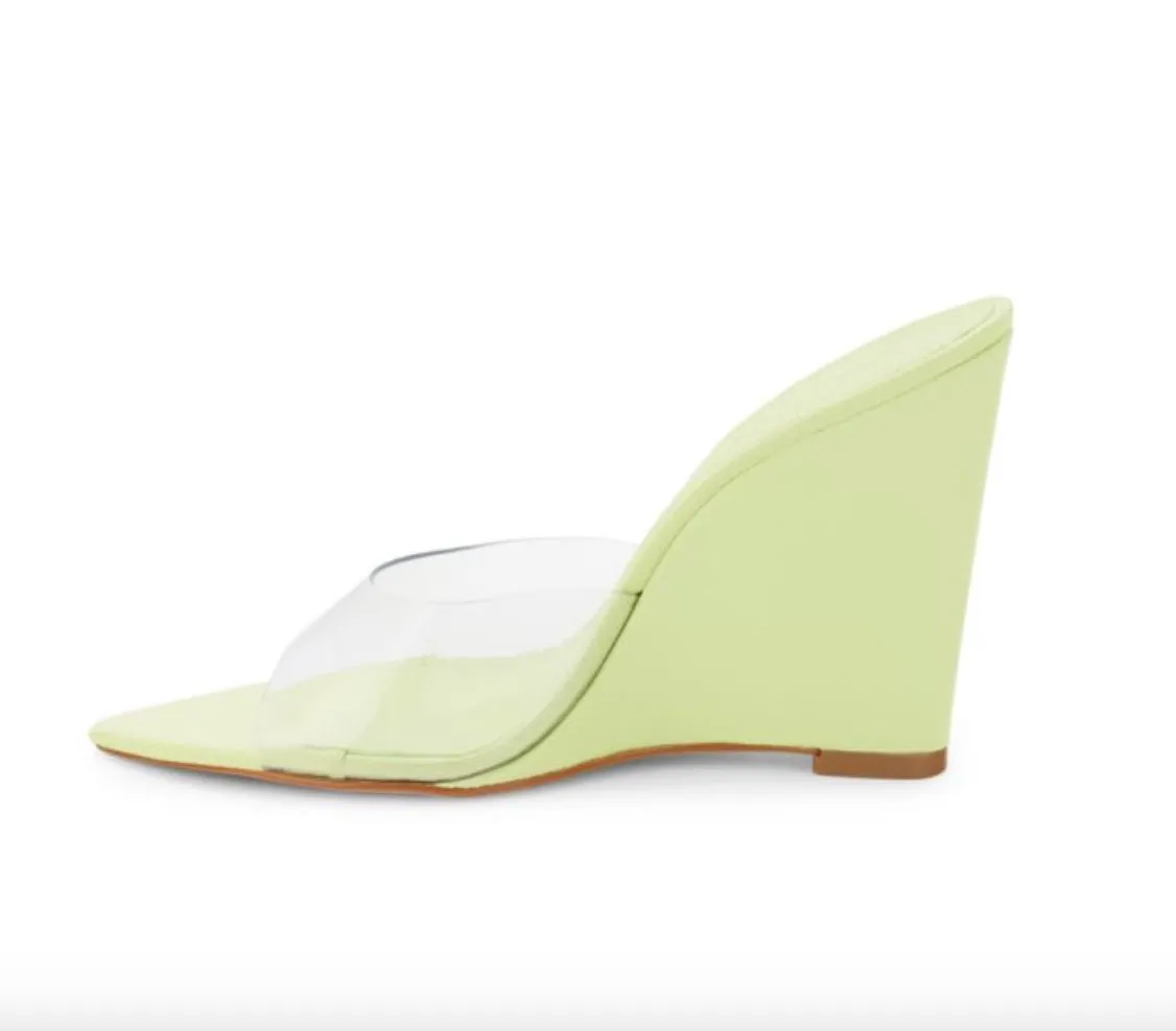 SCHUTZ LUCI TRANSPARENT WEDGE HEEL SANDALS