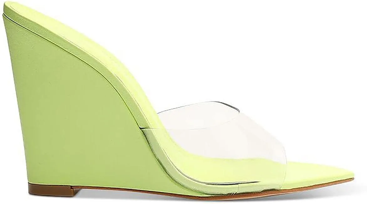 SCHUTZ LUCI TRANSPARENT WEDGE HEEL SANDALS