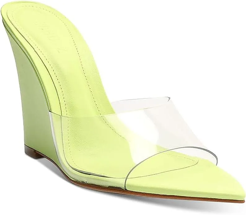 SCHUTZ LUCI TRANSPARENT WEDGE HEEL SANDALS