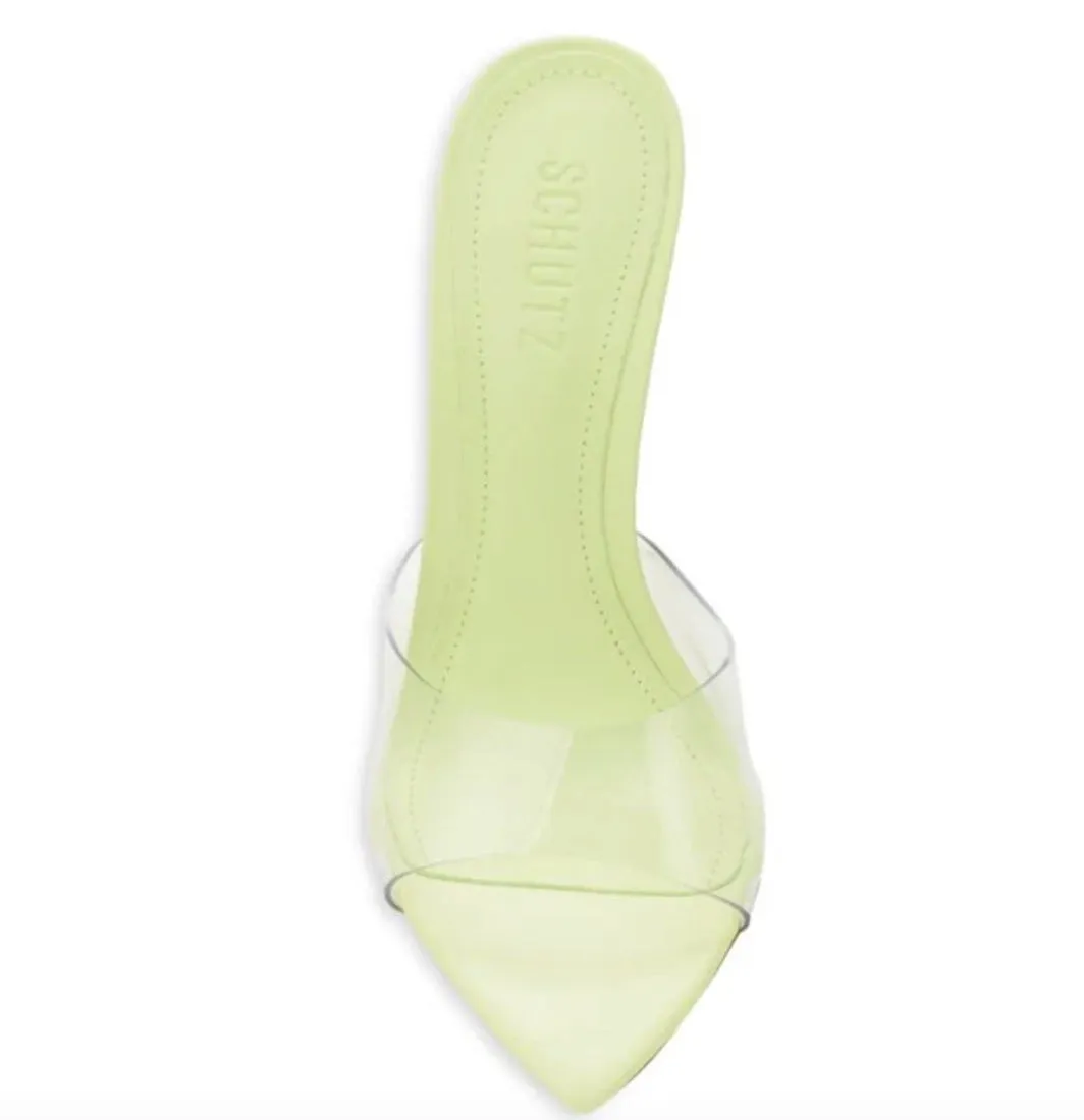 SCHUTZ LUCI TRANSPARENT WEDGE HEEL SANDALS