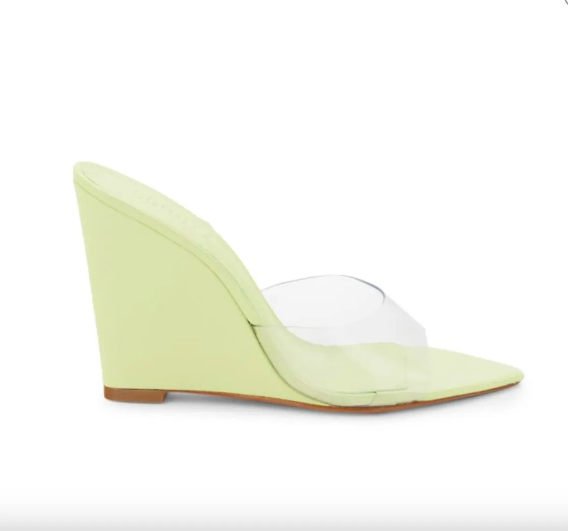 SCHUTZ LUCI TRANSPARENT WEDGE HEEL SANDALS