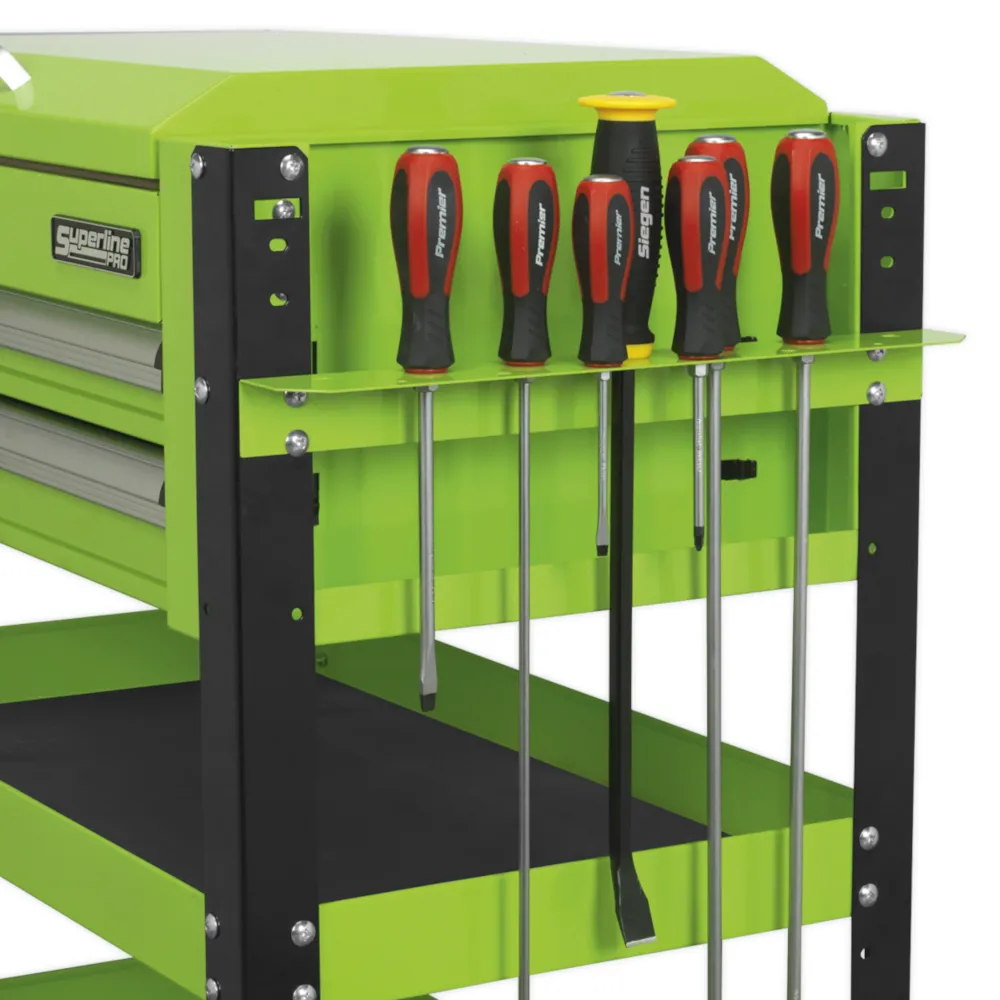 Sealey Heavy-Duty 2 Drawer Mobile Tool & Parts Trolley - Green - C