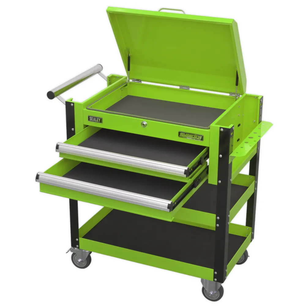 Sealey Heavy-Duty 2 Drawer Mobile Tool & Parts Trolley - Green - C
