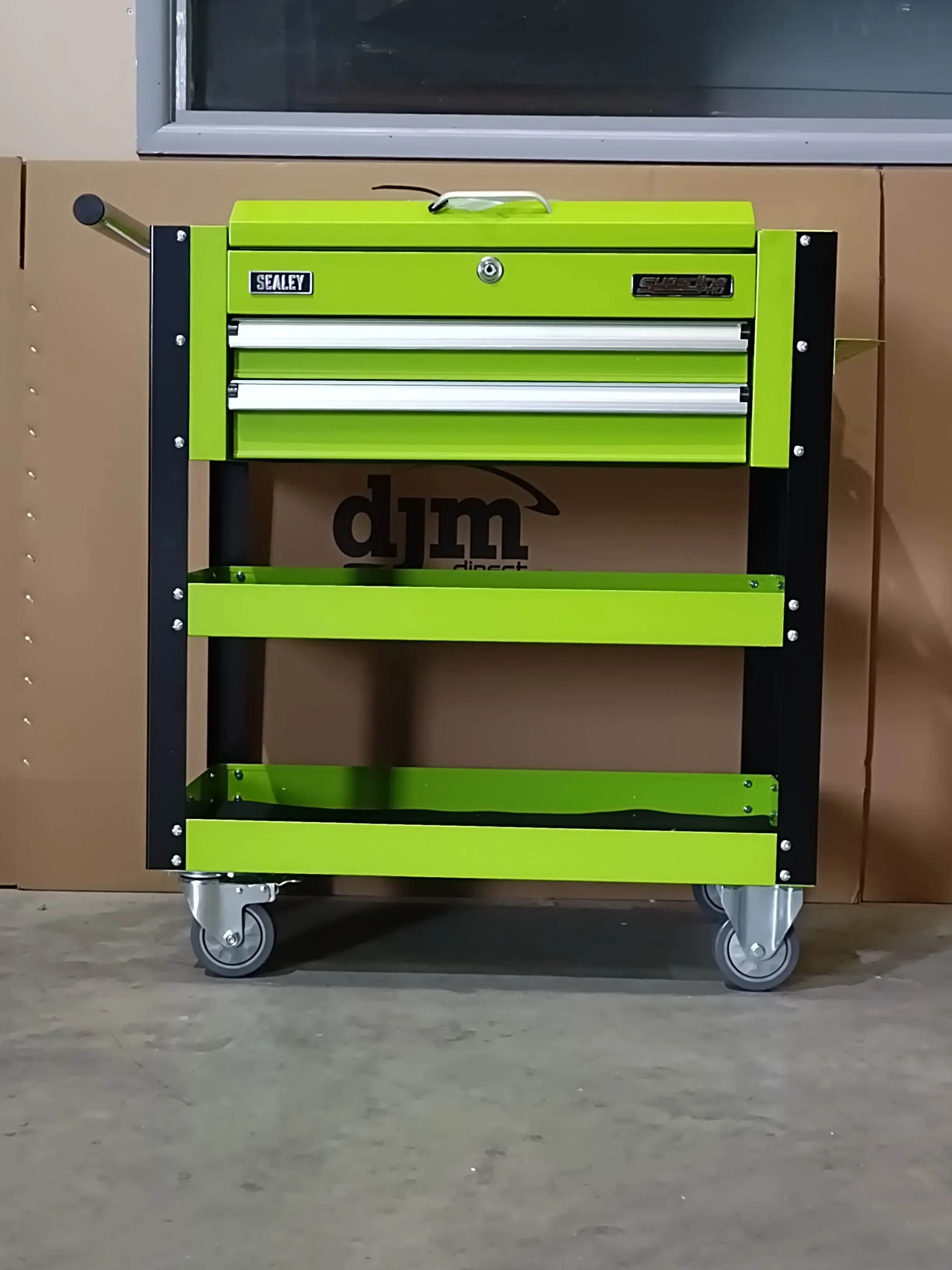 Sealey Heavy-Duty 2 Drawer Mobile Tool & Parts Trolley - Green - C