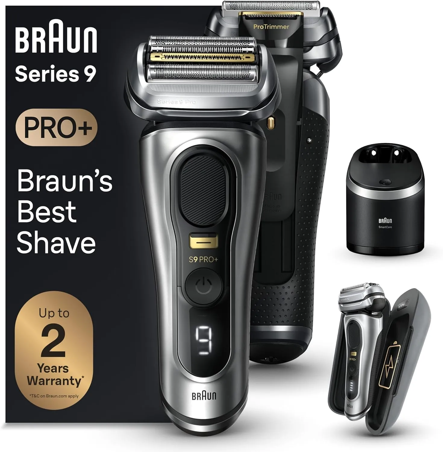 Series 9 PRO  9577Cc Electric Razor for Men, 5 Pro Shave Elements & Precision Long Hair Trimmer, 6In1 Smartcare Center, Powercase for Mobile Charging, Wet & Dry, 60Min Battery Runtime