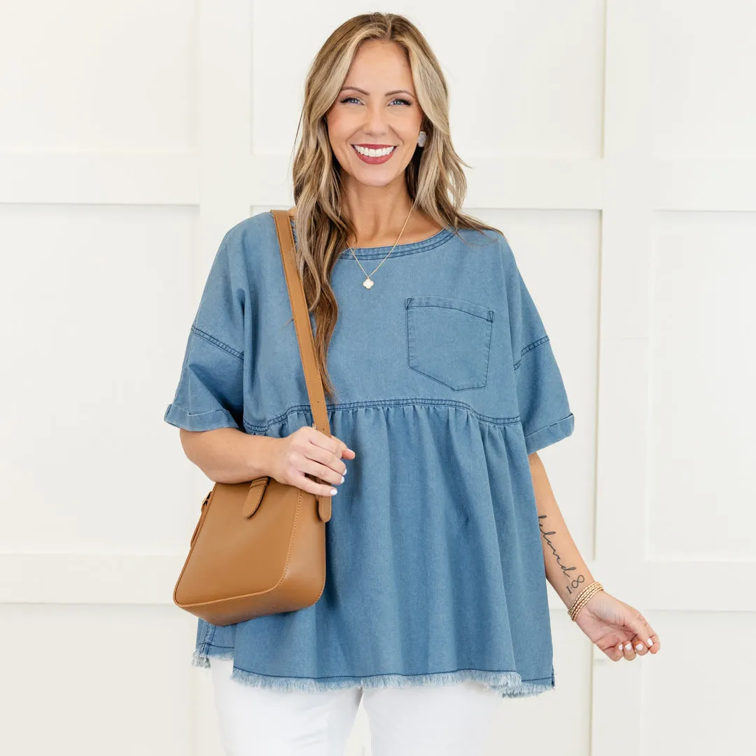 She's Cute Top, Light Wash