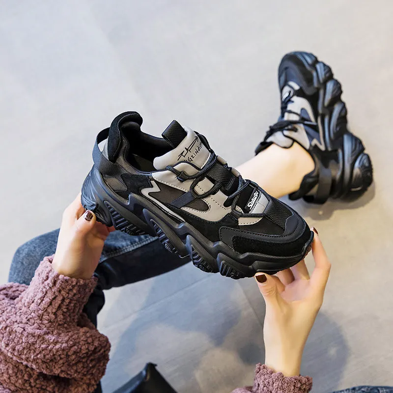 Shoes Women New Thick Soled Women S Shoes Versatile Sports Shoes Black Fashion Net Red Daddy Shoes Spring