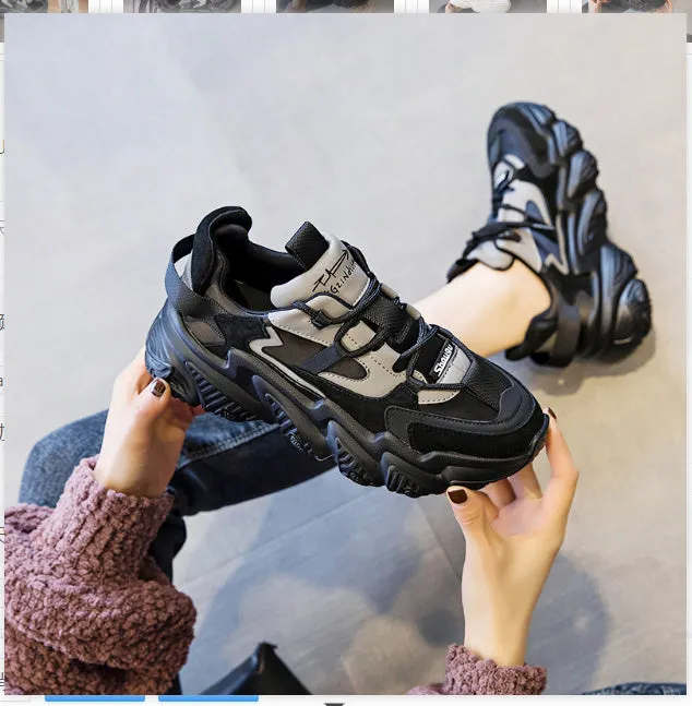 Shoes Women New Thick Soled Women S Shoes Versatile Sports Shoes Black Fashion Net Red Daddy Shoes Spring