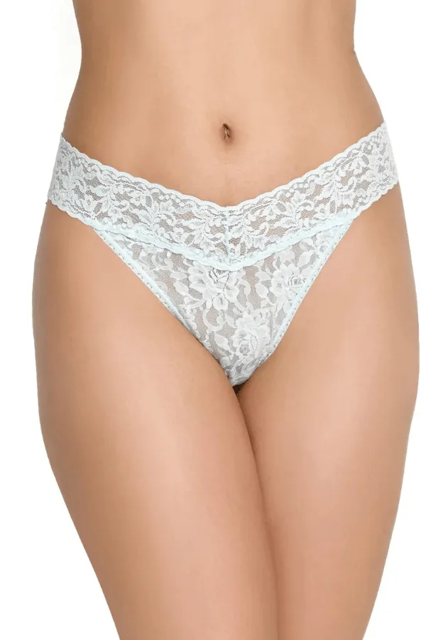 Signature Lace Original Rise Thong - Blue