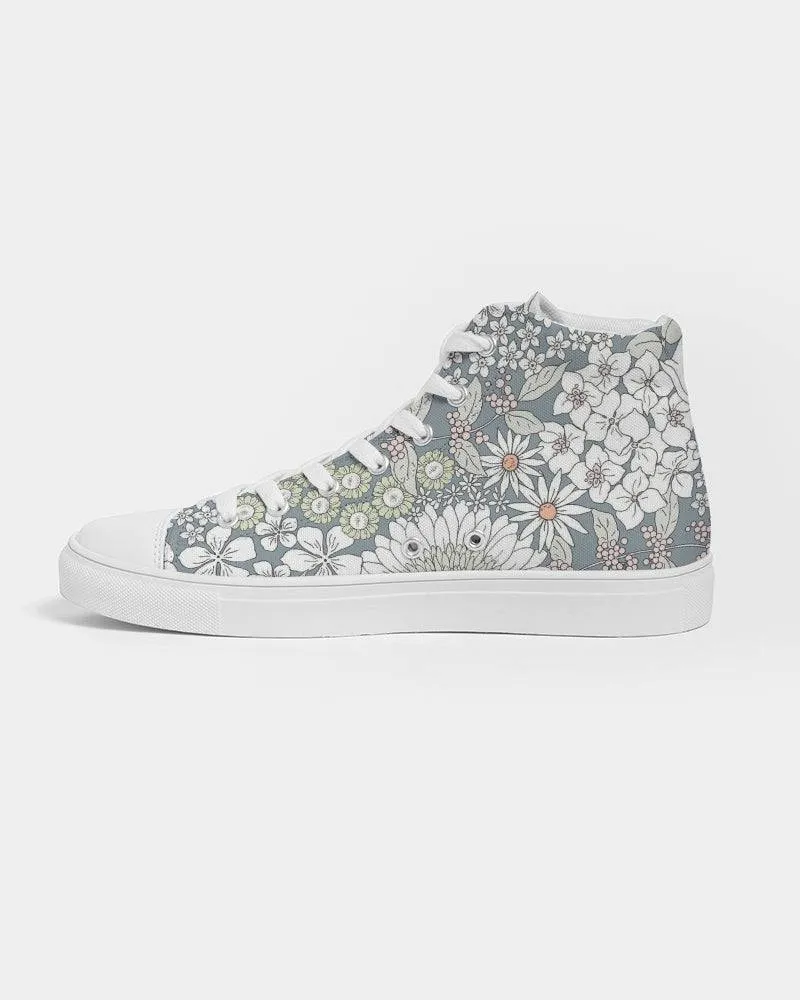 Snowy Field Of Flowers Women's High Top Shoes