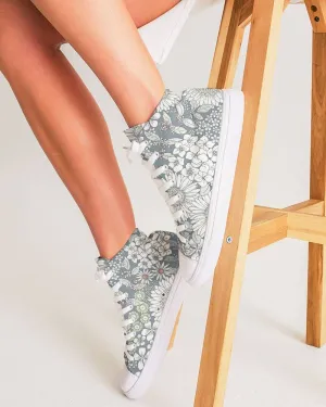 Snowy Field Of Flowers Women's High Top Shoes