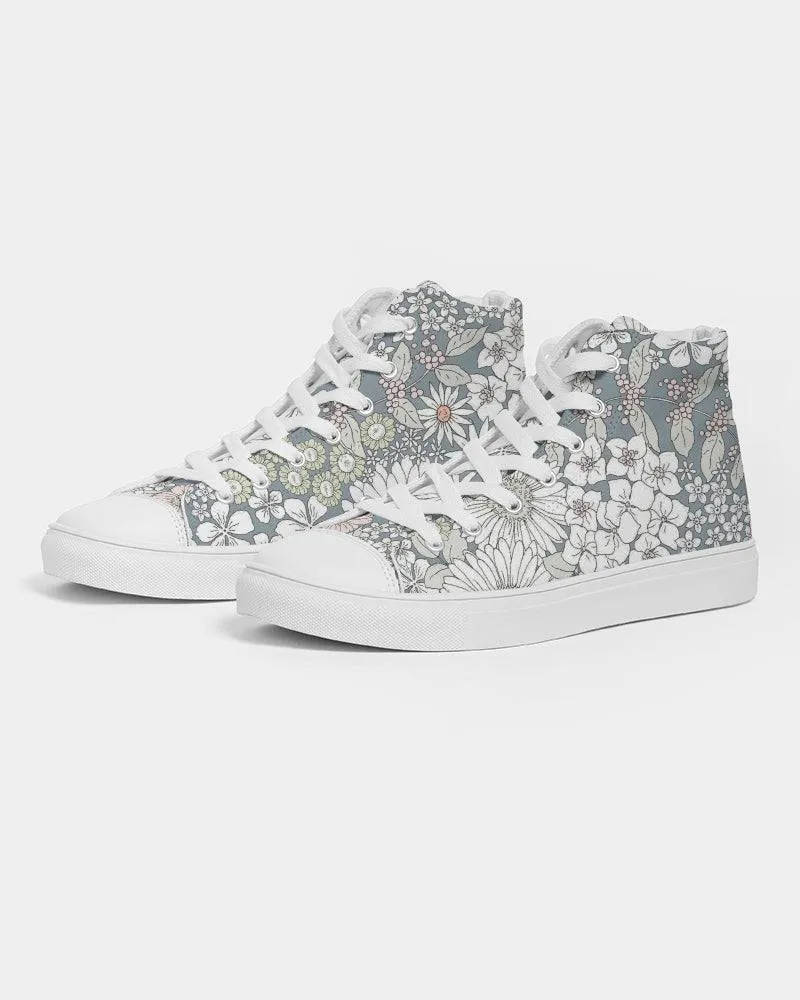 Snowy Field Of Flowers Women's High Top Shoes