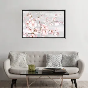 Spring Cherry Blossoms I by Eva Watts - Painting Print on Paper East Urban Home Mat Color: No Mat Size: 32'' H x 48'' W x 1.5'' D Format: Silver Framed Canvas