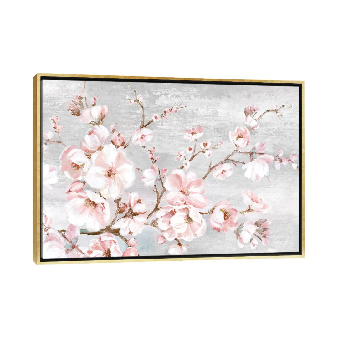 Spring Cherry Blossoms I by Eva Watts - Painting Print on Paper East Urban Home Mat Color: No Mat Size: 40" H x 60" W x 1.5" D Format: Gold Framed Canvas