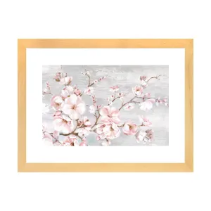 Spring Cherry Blossoms I by Eva Watts - Painting Print on Paper East Urban Home Mat Color: White Size: 16'' H x 24'' W x 1'' D Format: Beige Wood Framed Paper