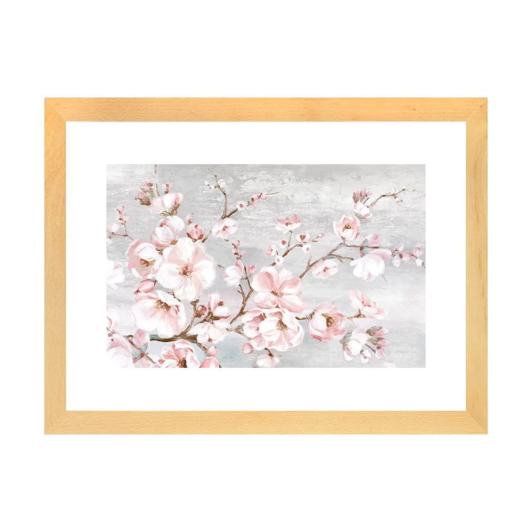 Spring Cherry Blossoms I by Eva Watts - Painting Print on Paper East Urban Home Mat Color: White Size: 16'' H x 24'' W x 1'' D Format: Beige Wood Framed Paper