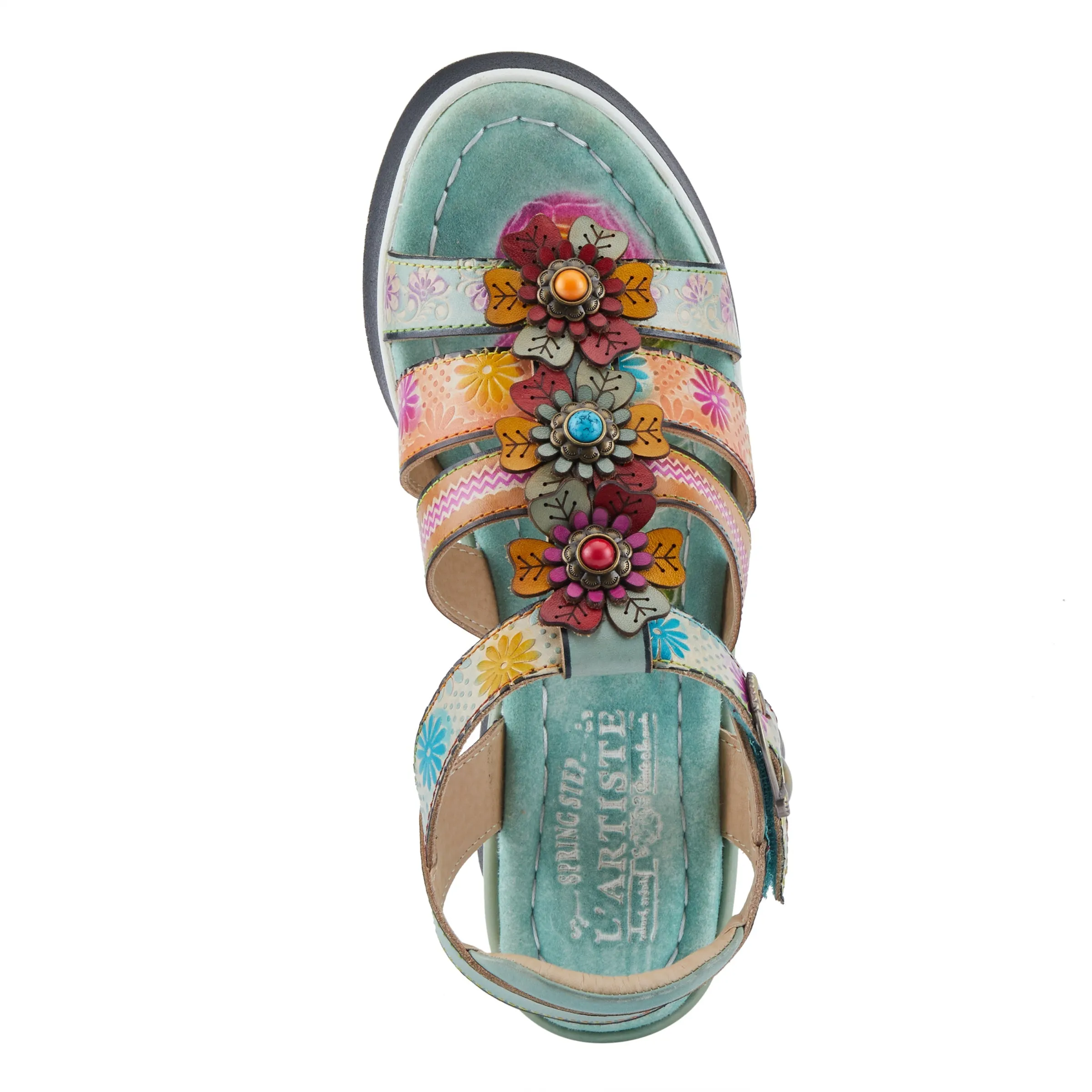 Spring Step Shoes L'Artiste Floralbloom Sandals Women's Hand Painted Leather