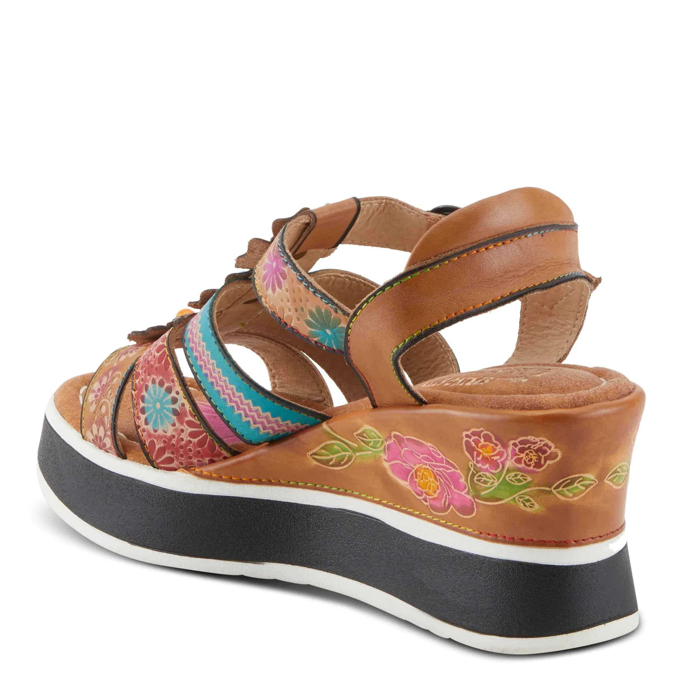 Spring Step Shoes L'Artiste Floralbloom Sandals Women's Hand Painted Leather