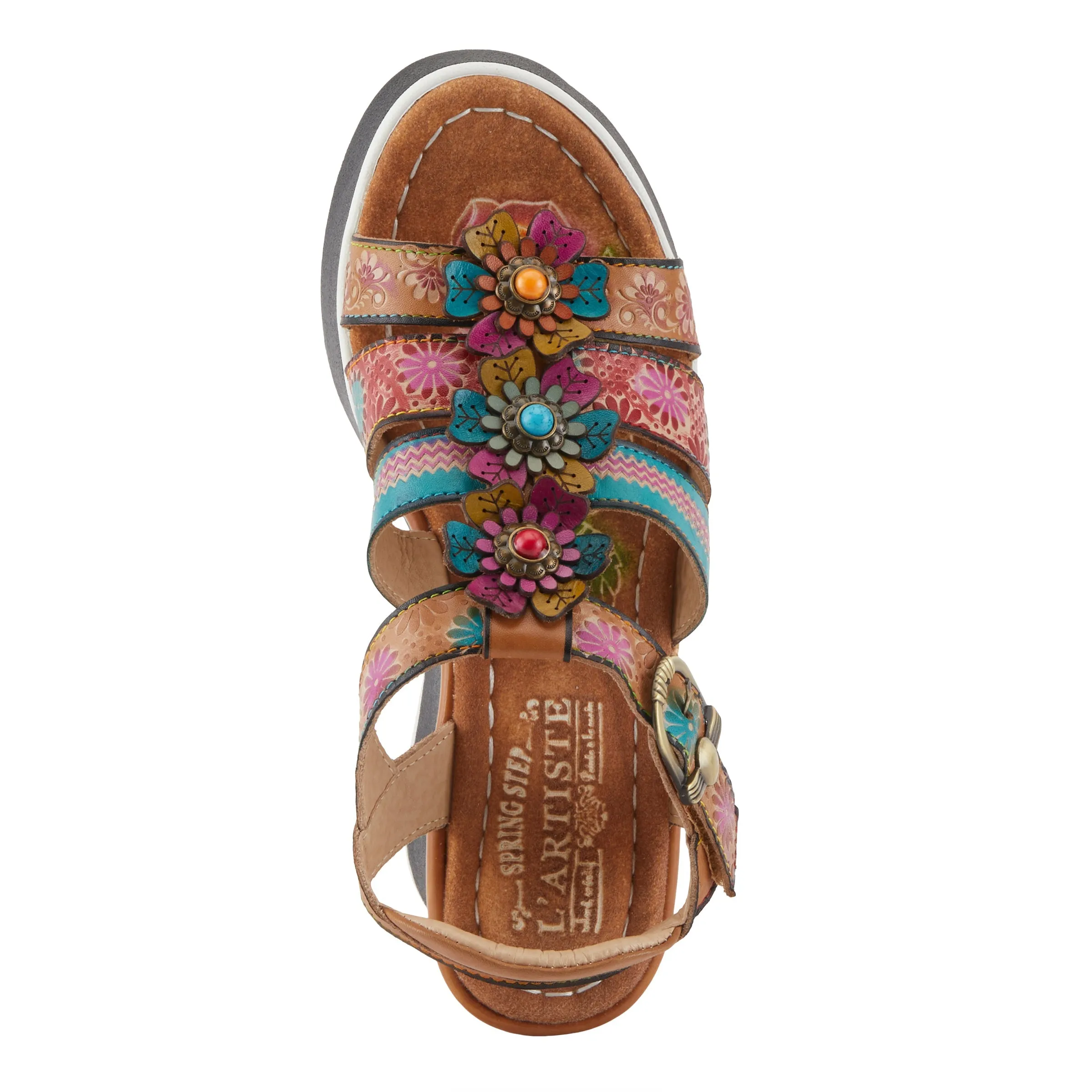 Spring Step Shoes L'Artiste Floralbloom Sandals Women's Hand Painted Leather