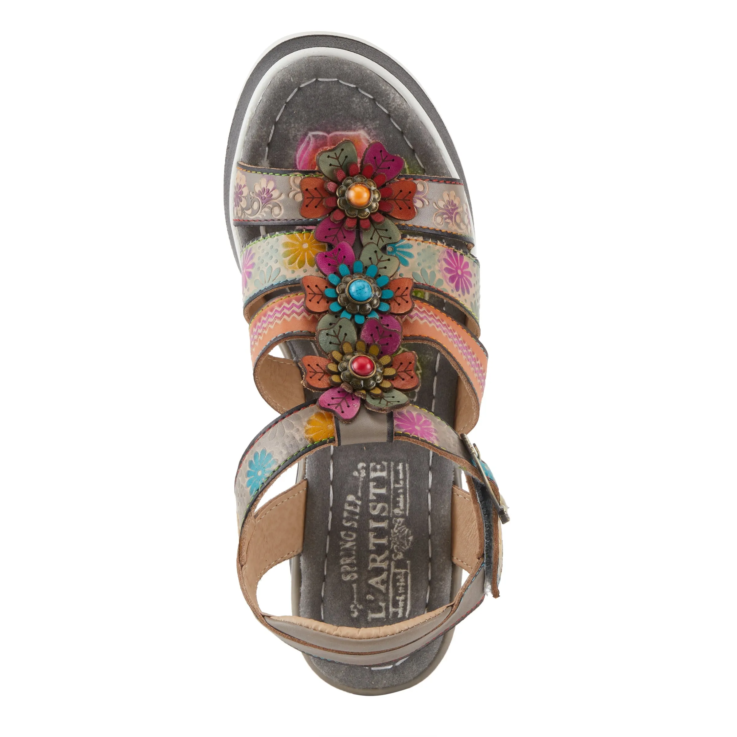 Spring Step Shoes L'Artiste Floralbloom Sandals Women's Hand Painted Leather