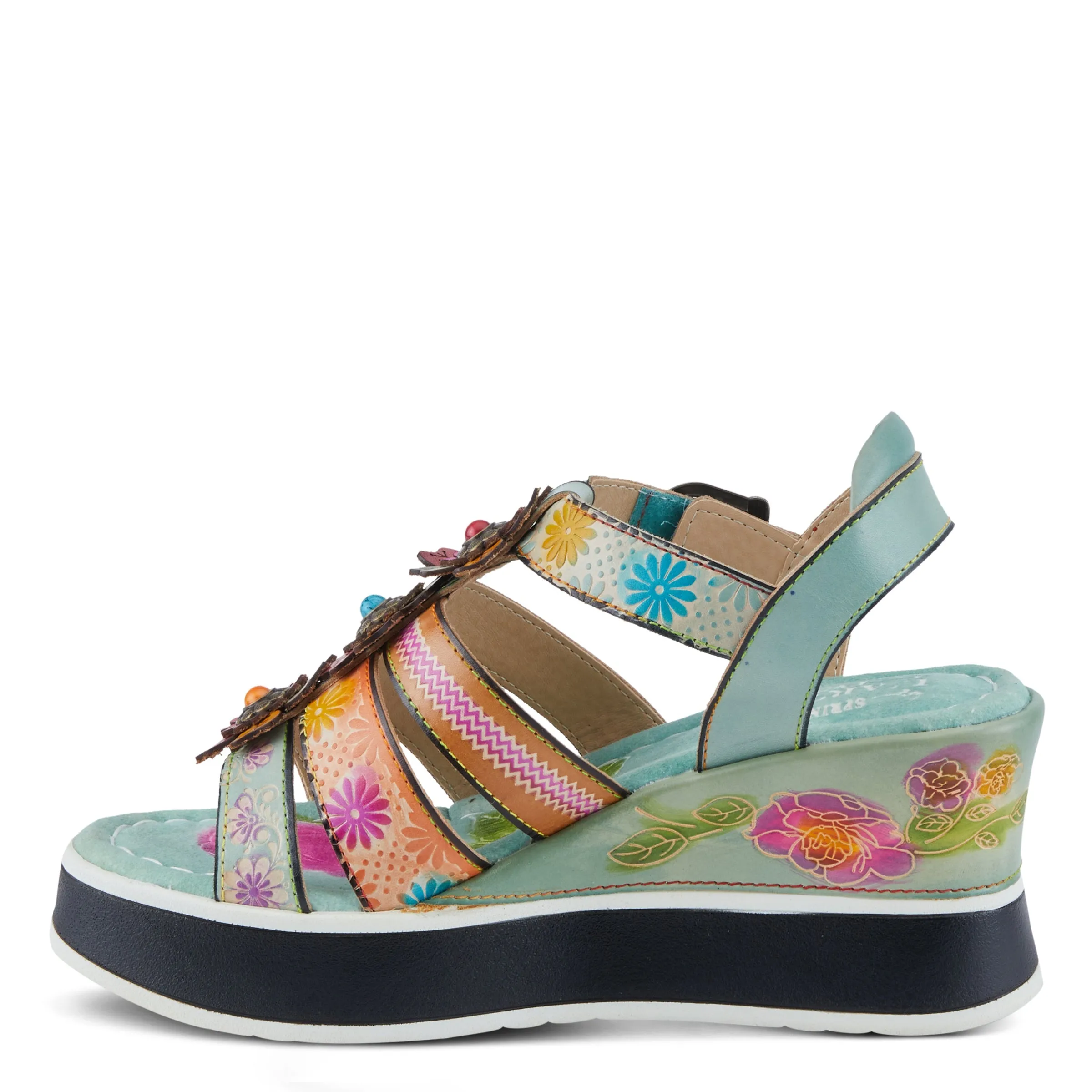 Spring Step Shoes L'Artiste Floralbloom Sandals Women's Hand Painted Leather
