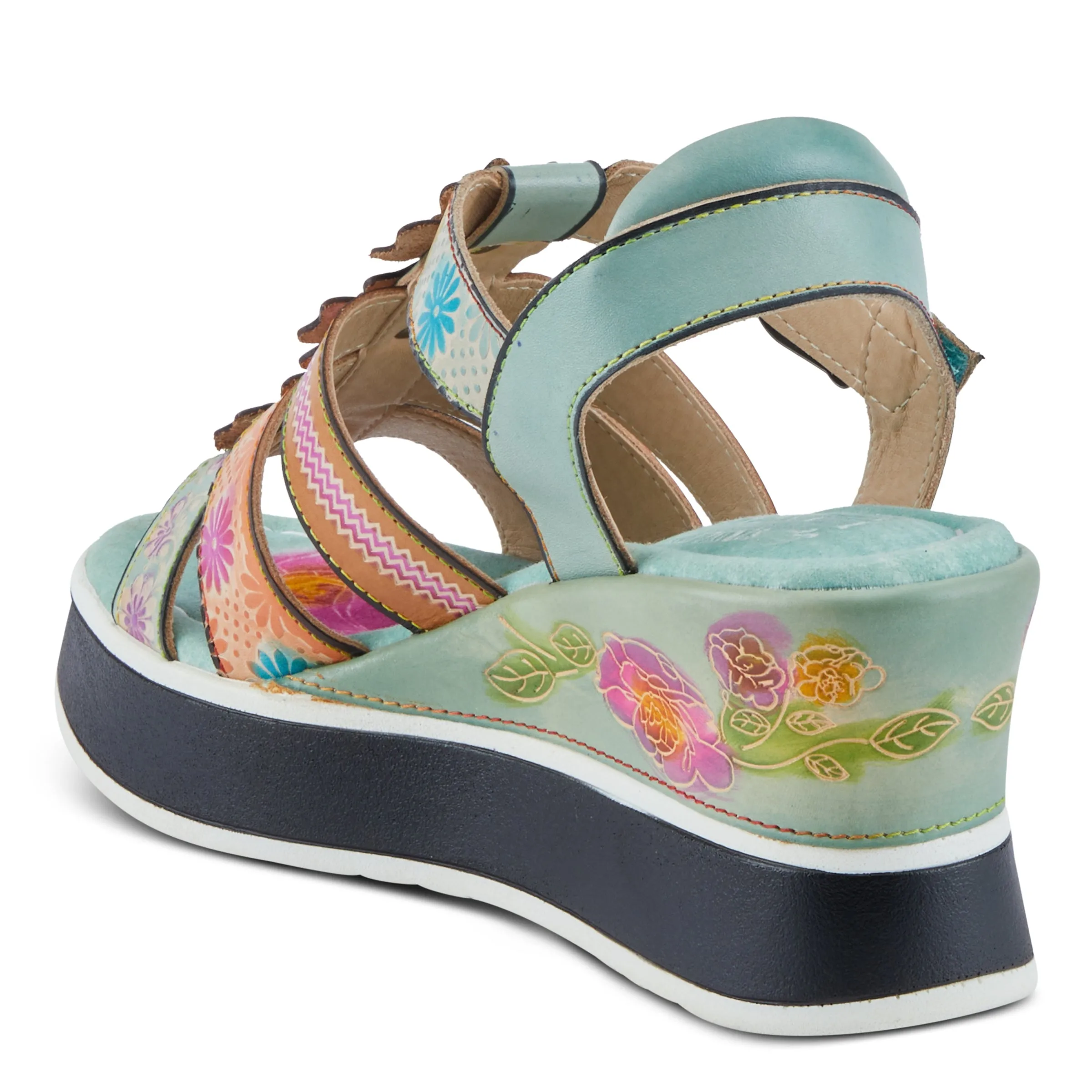 Spring Step Shoes L'Artiste Floralbloom Sandals Women's Hand Painted Leather
