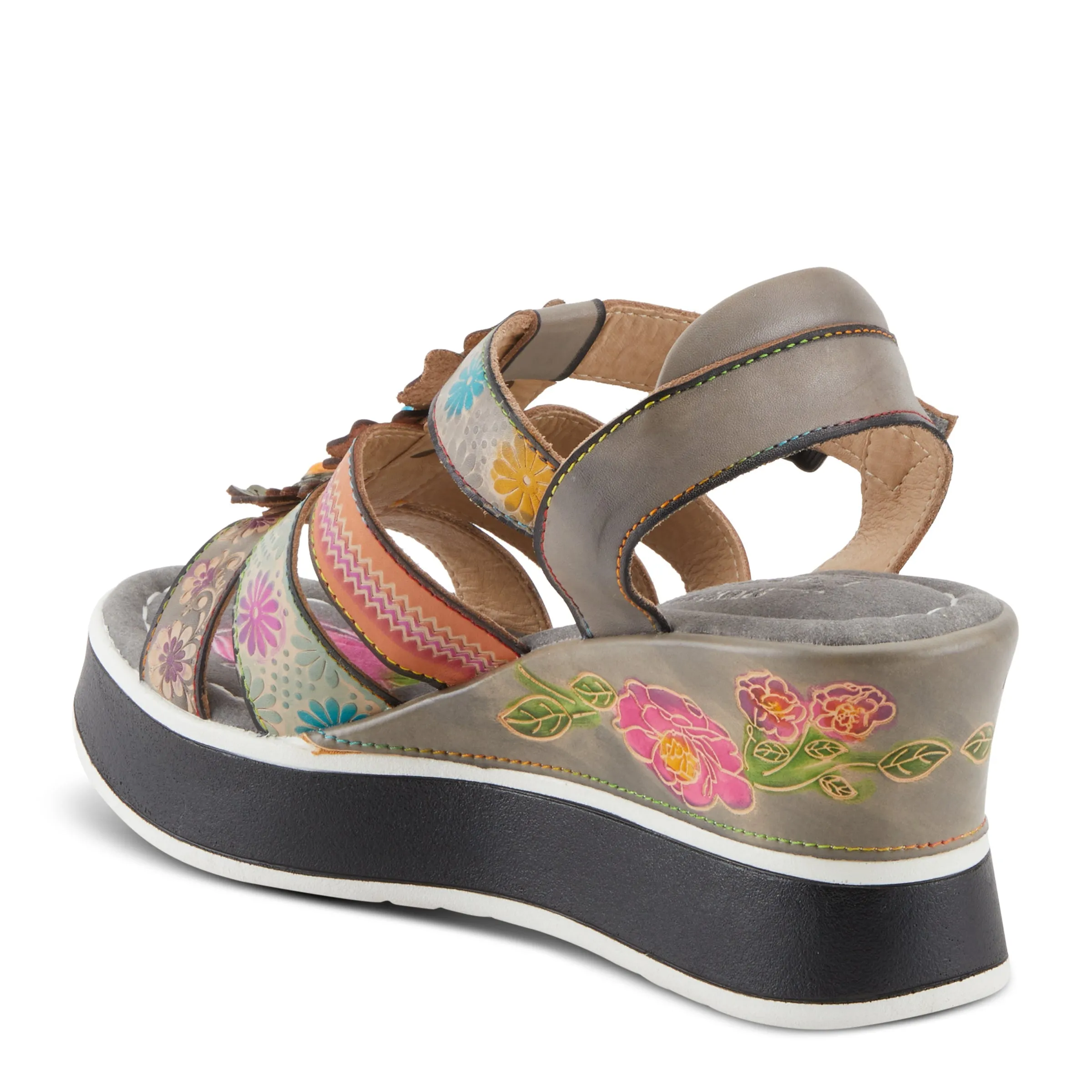 Spring Step Shoes L'Artiste Floralbloom Sandals Women's Hand Painted Leather
