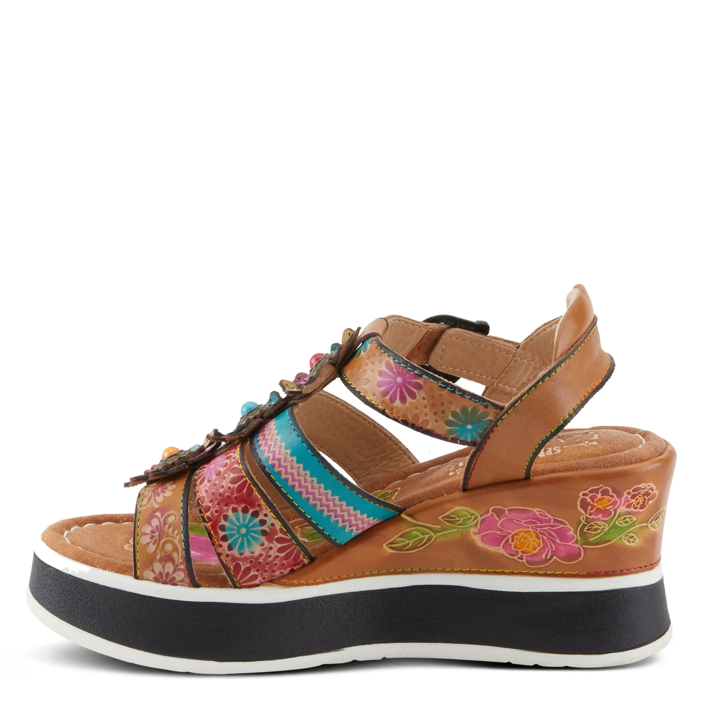Spring Step Shoes L'Artiste Floralbloom Sandals Women's Hand Painted Leather